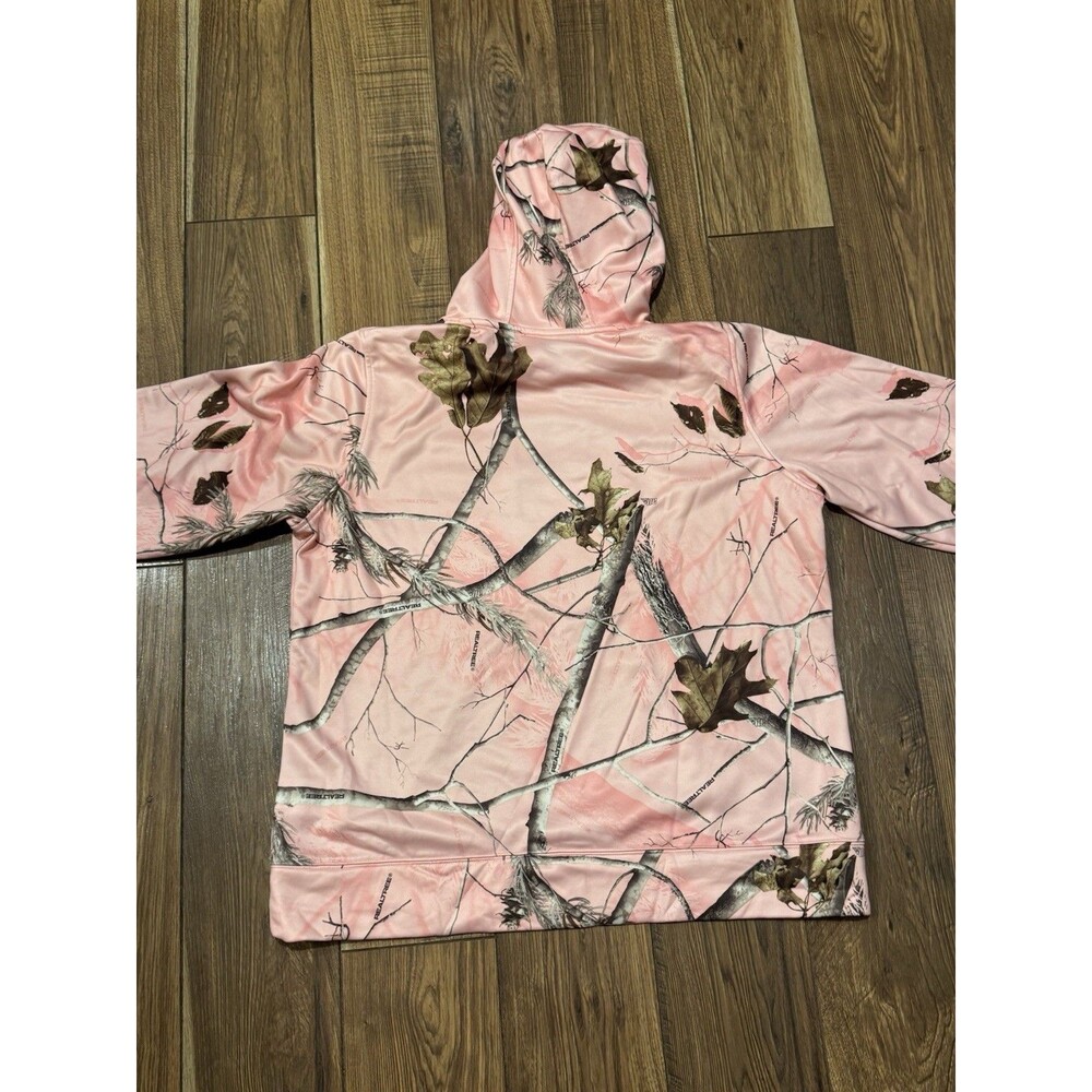 Under Armour Pink Real Tree Camo Hoodie Womens XXL Loose Fit Pullover Sweatshirt - Picture 3 of 4